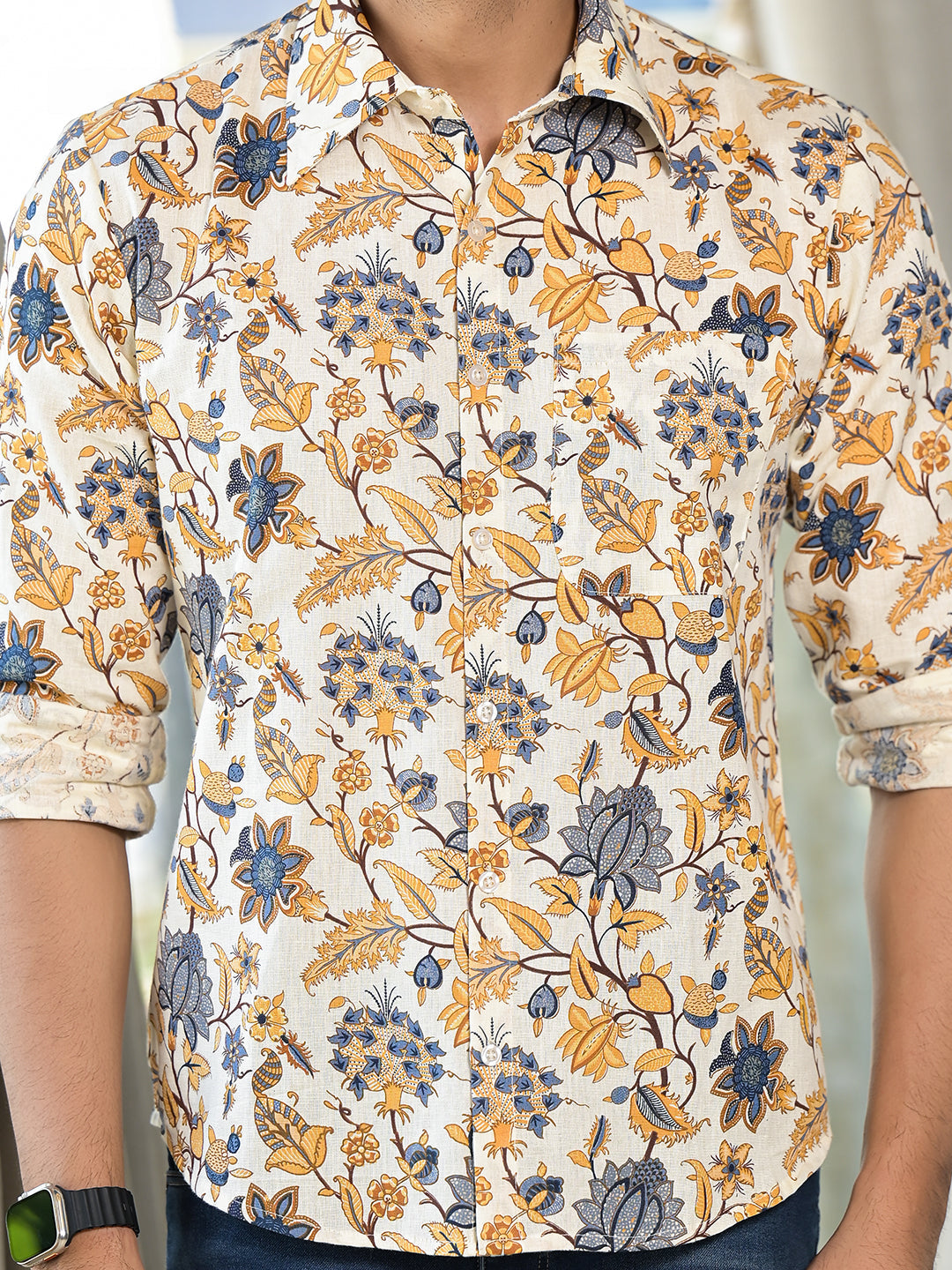 Cream Floral Print Shirt