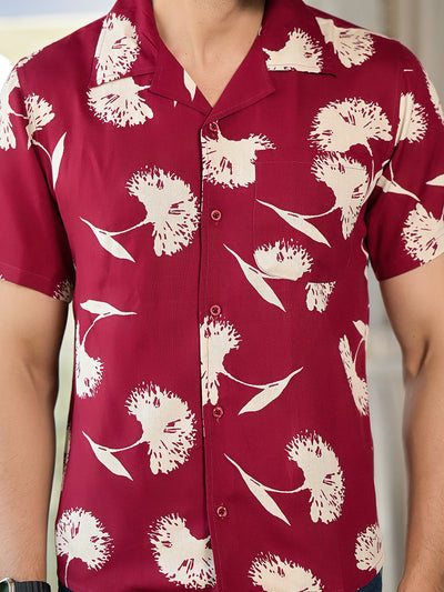 Maroon Floral Printed Shirt