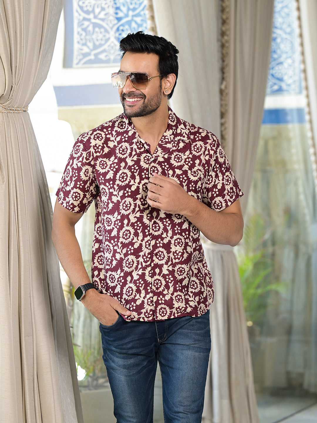 Maroon Batik printed Shirt