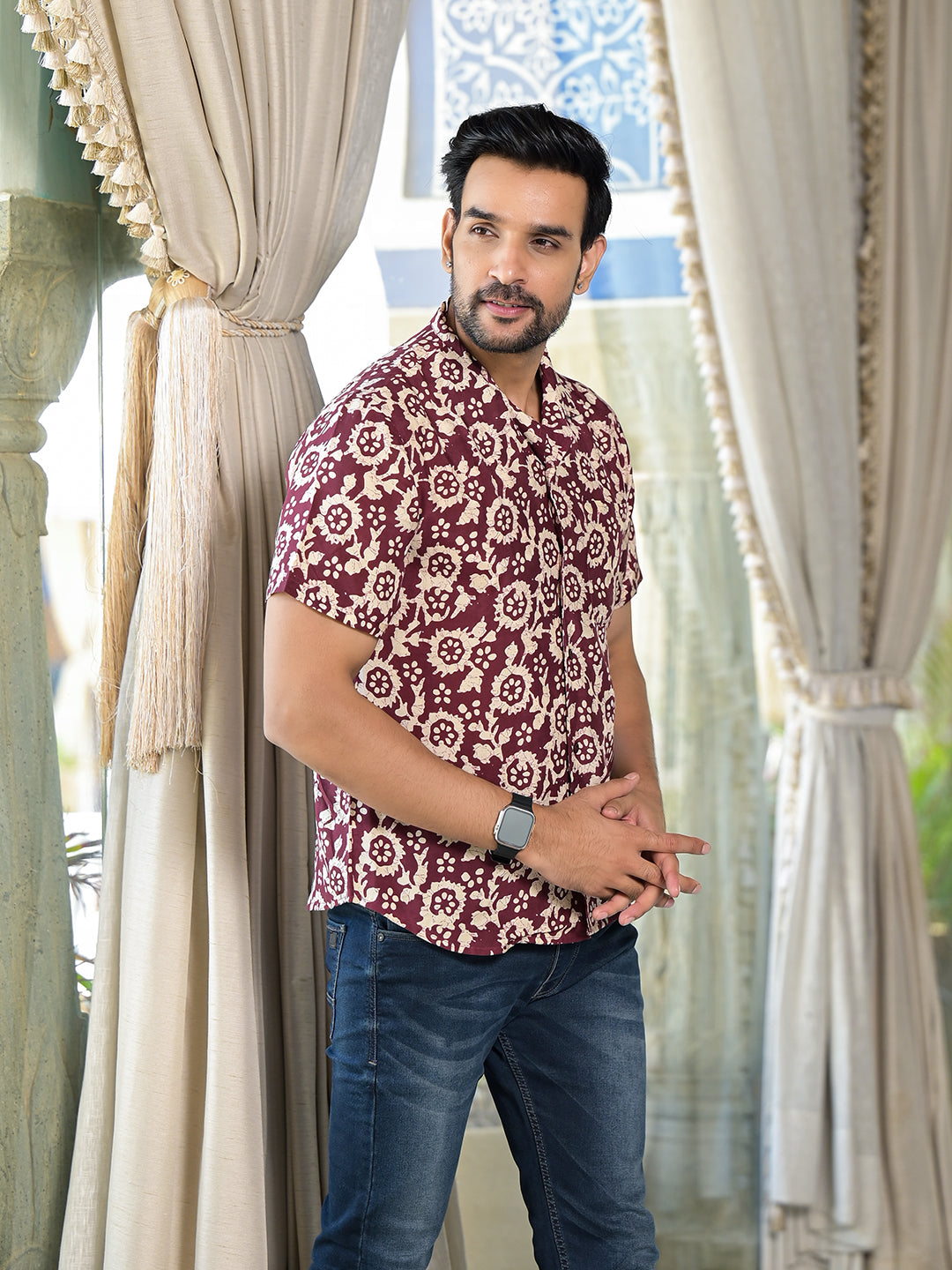 Maroon Batik printed Shirt