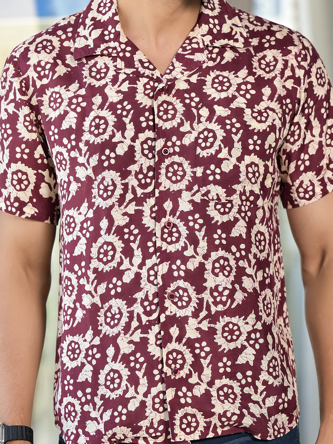 Maroon Batik printed Shirt