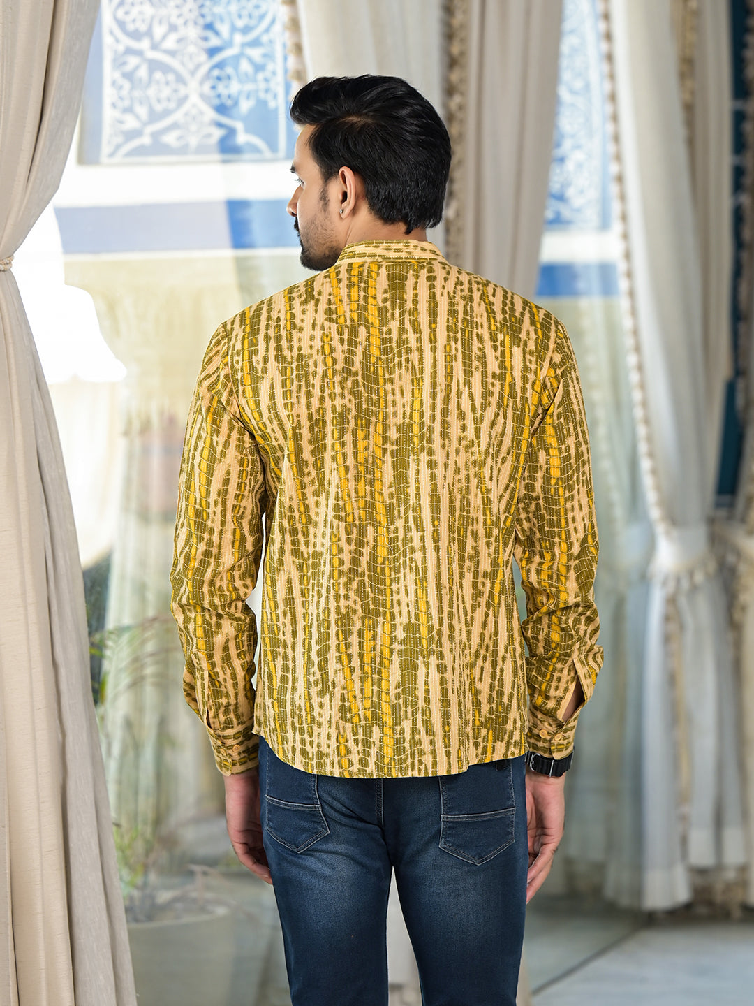 Mustard & Olive Shibori Print Kantha Shirt