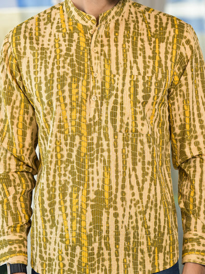 Mustard & Olive Shibori Print Kantha Shirt