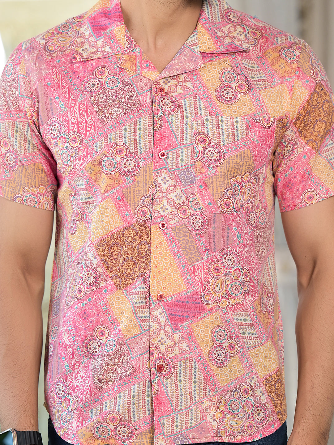 Pink patchwork printed Shirt