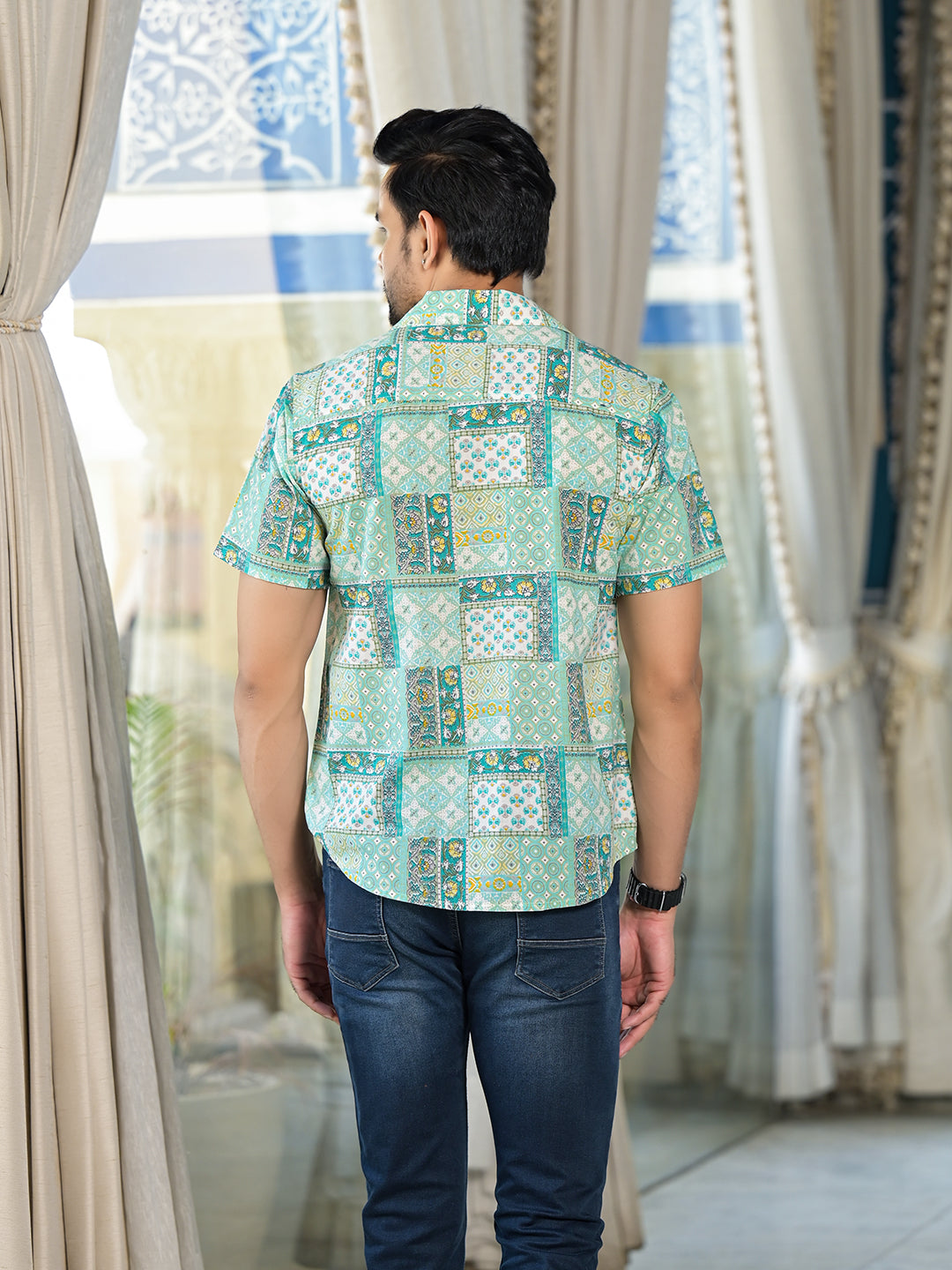 Blue patchwork printed Shirt