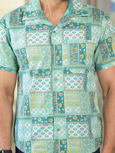 Blue patchwork printed Shirt