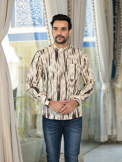 Cream & Grey Shibori print Kantha Shirt