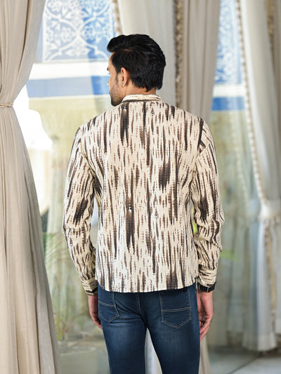 Cream & Grey Shibori print Kantha Shirt