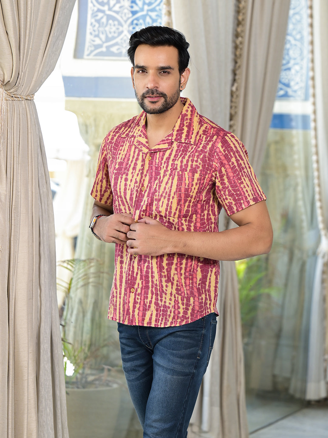 Onion Shibori Print Kantha Shirt