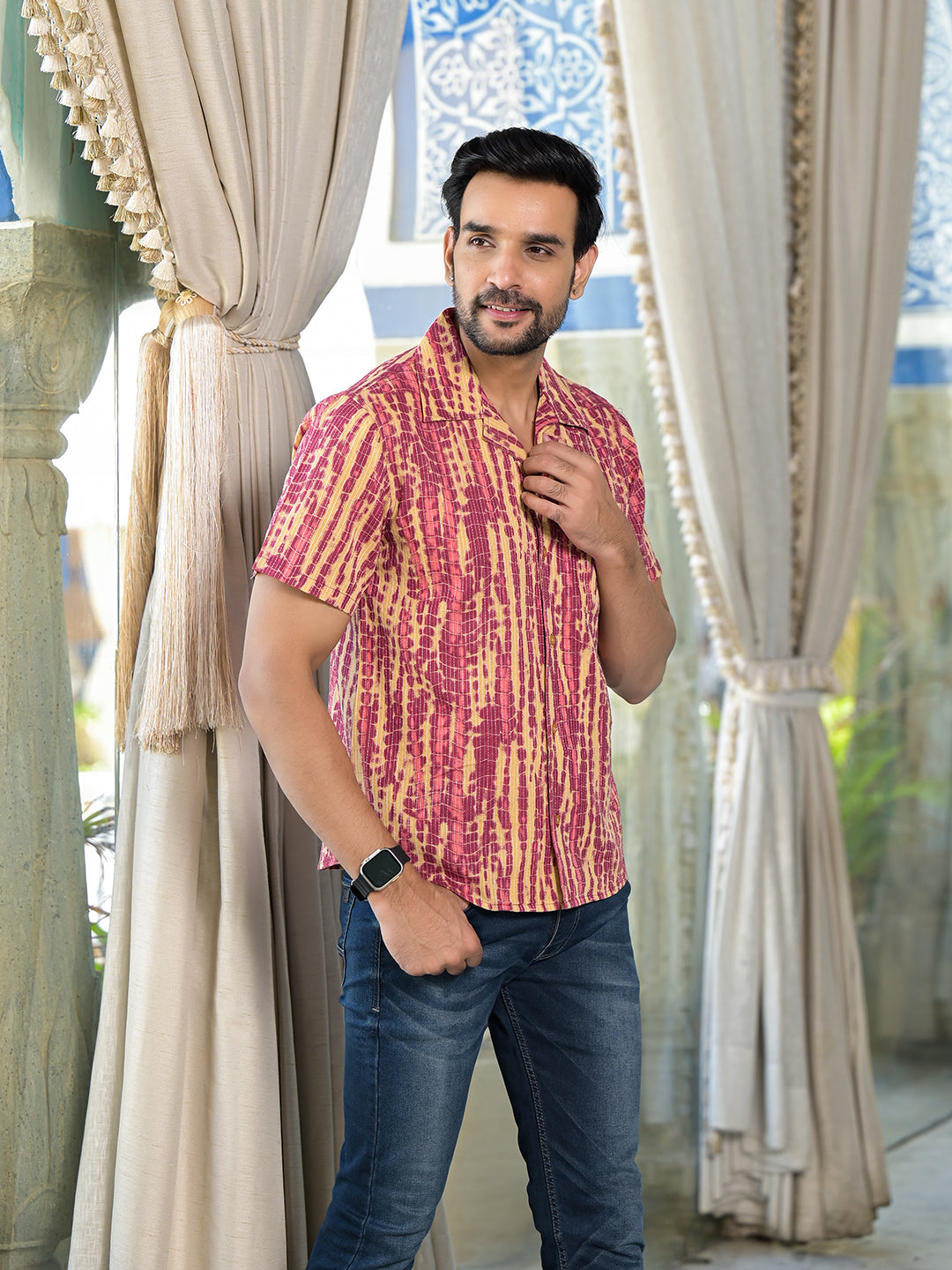 Onion Shibori Print Kantha Shirt