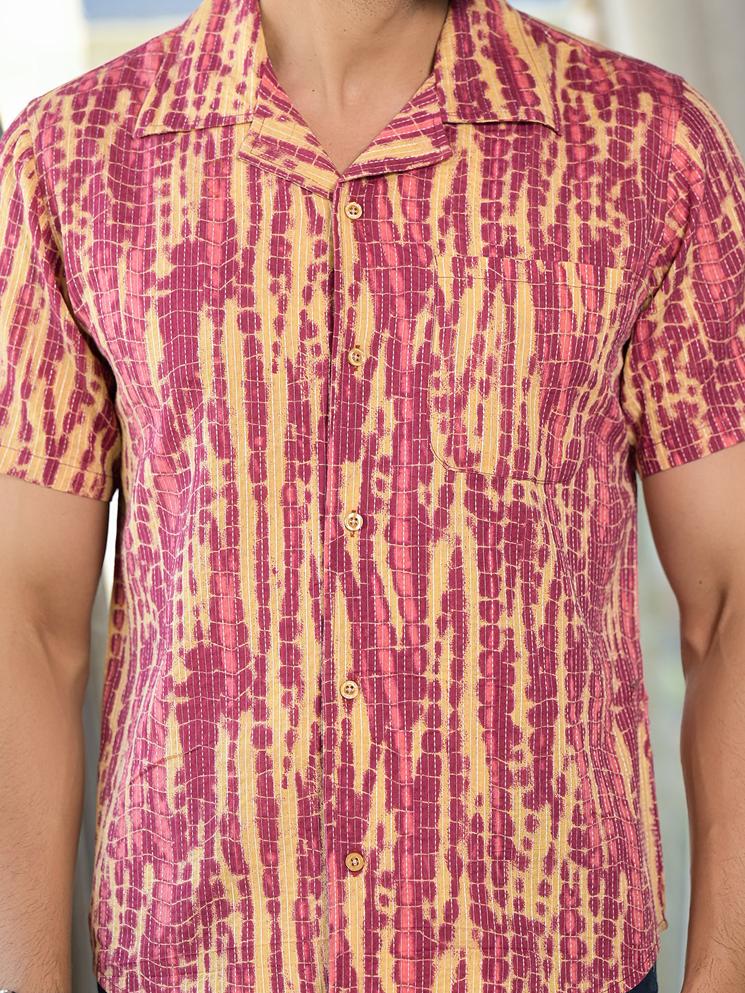 Onion Shibori Print Kantha Shirt