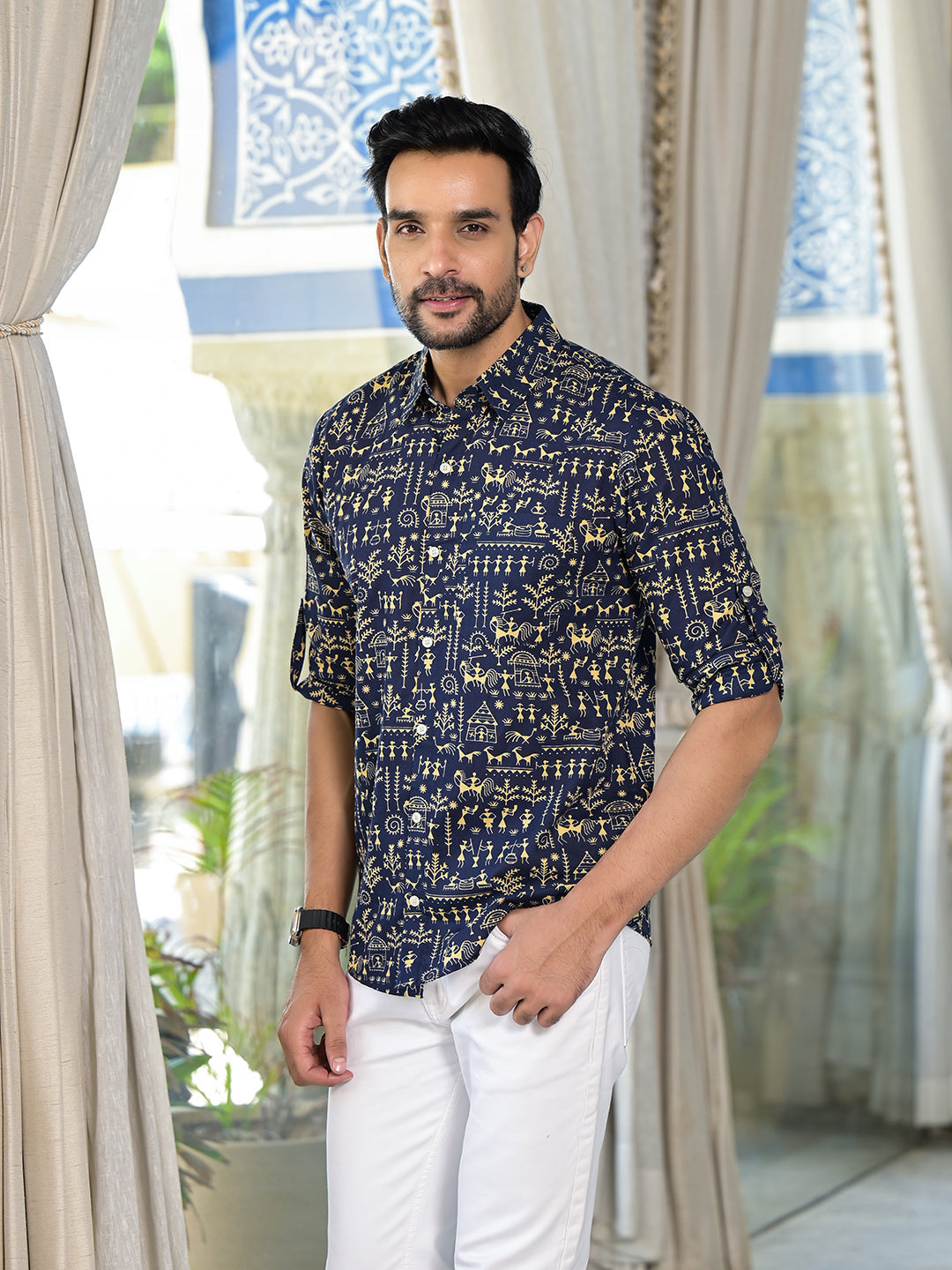 Indigo Warli Art print Shirt