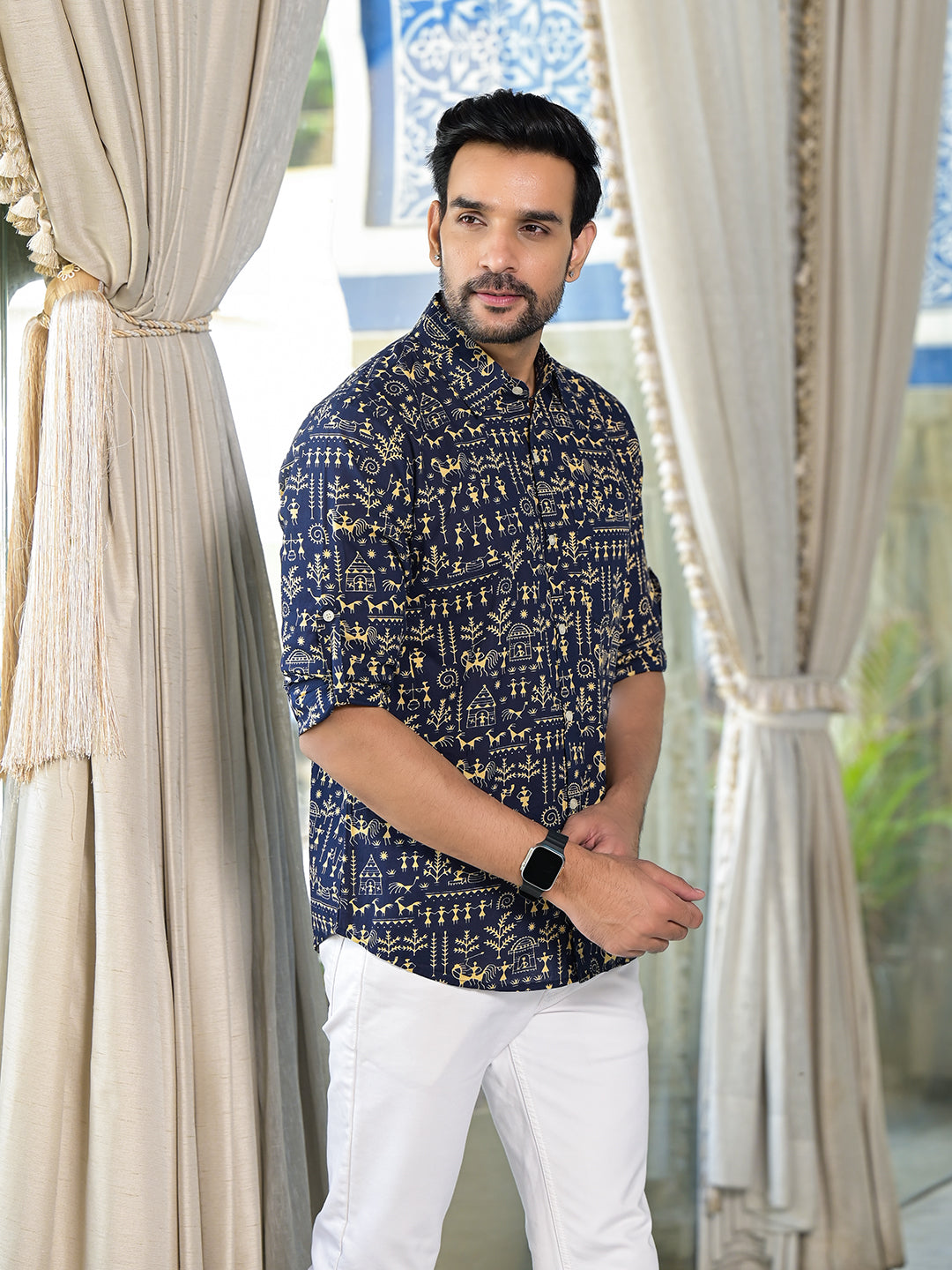 Indigo Warli Art print Shirt