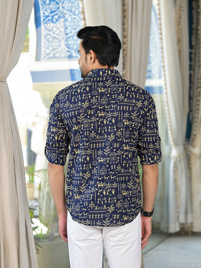 Indigo Warli Art print Shirt