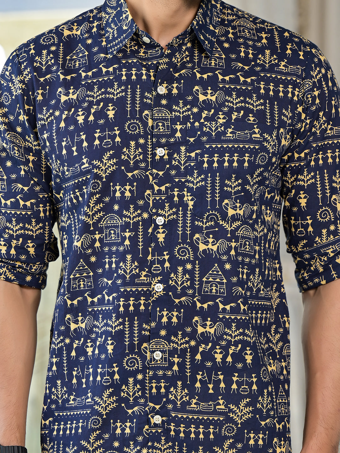 Indigo Warli Art print Shirt