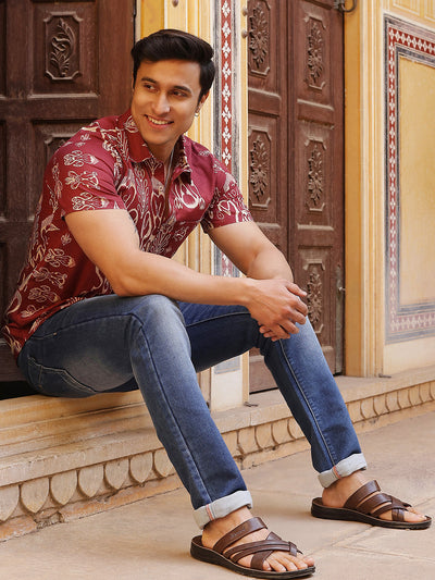 Maroon Ethnic Motifs Shirt