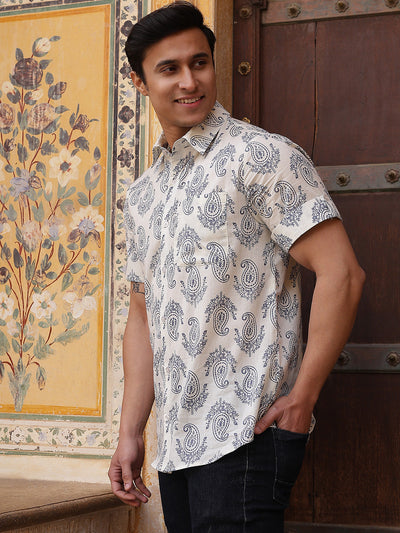 Cream Ethnic Motifs Shirt