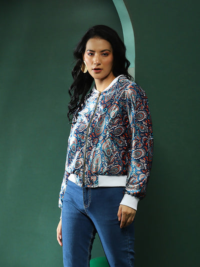 Blue Ethnic Motifs Jacket