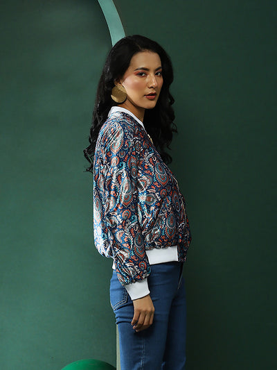 Blue Ethnic Motifs Jacket