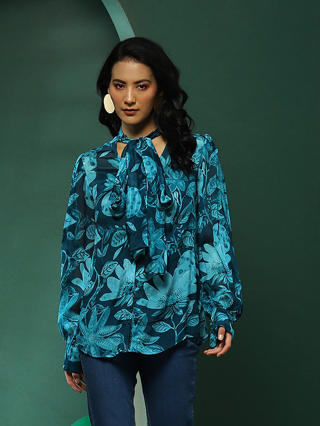 Blue Floral Print Shirt