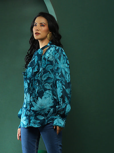 Blue Floral Print Shirt