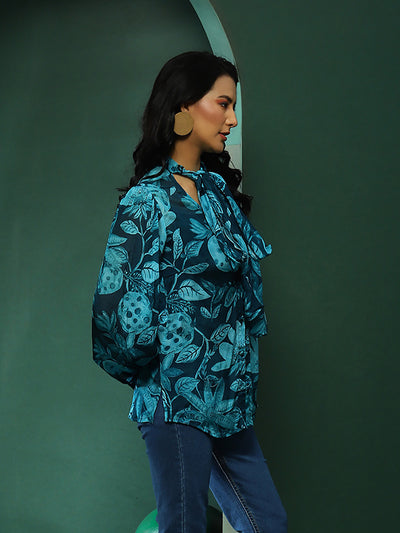 Blue Floral Print Shirt