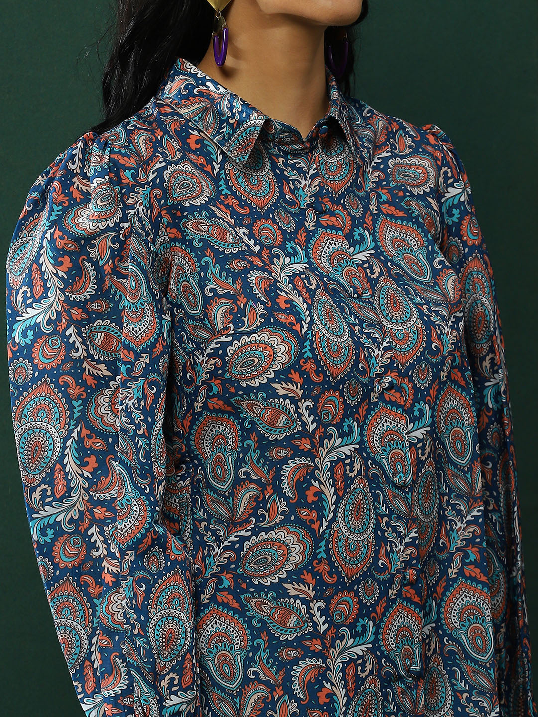 Blue Ethnic Motifs Shirt