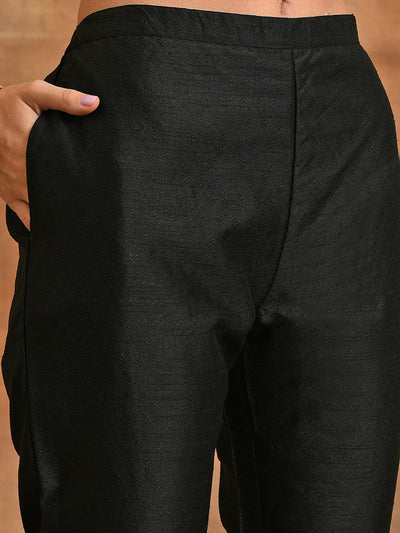 Black Embriorded Kurta Pant With Dupatta