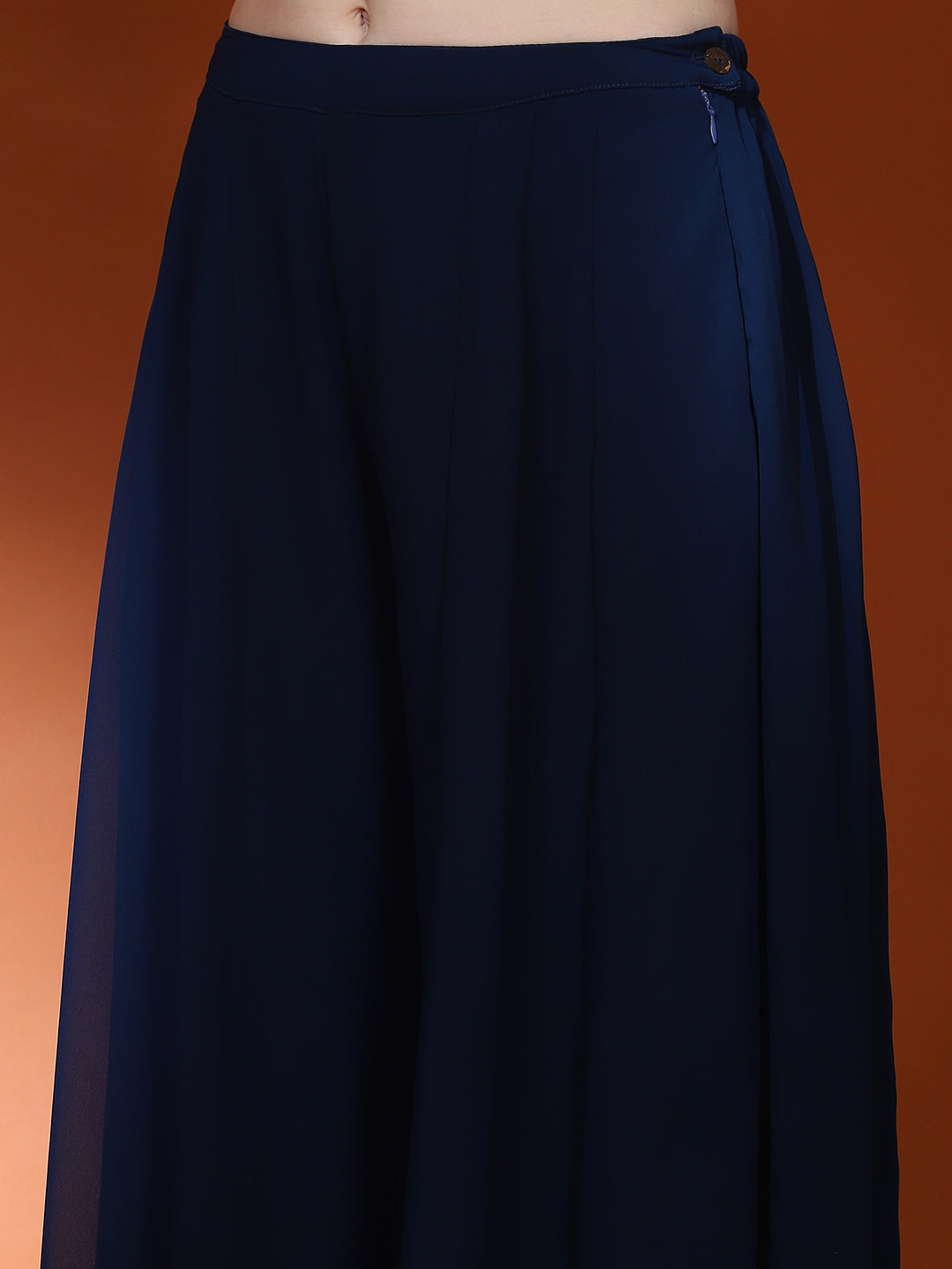 Navy Blue Embellished Straight Kurta Palazzo With Dupatta