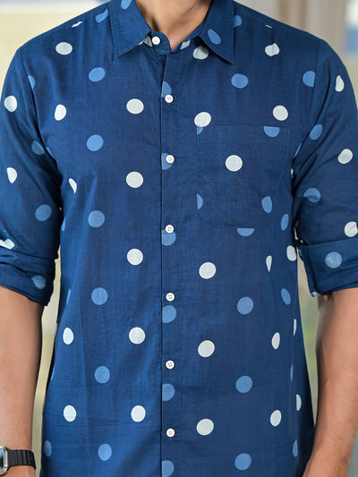 Indigo Polka Dot Shirt