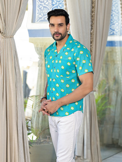 Sky Blue bandhani Print Shirt