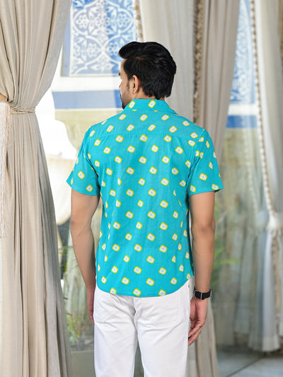 Sky Blue bandhani Print Shirt