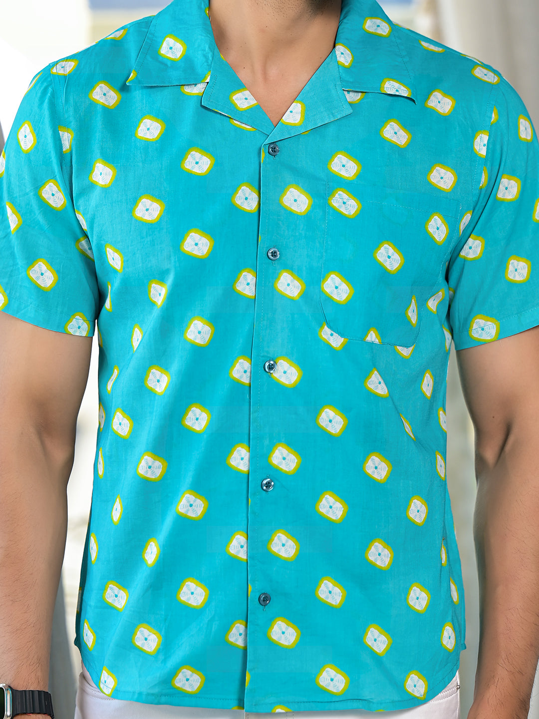 Sky Blue bandhani Print Shirt