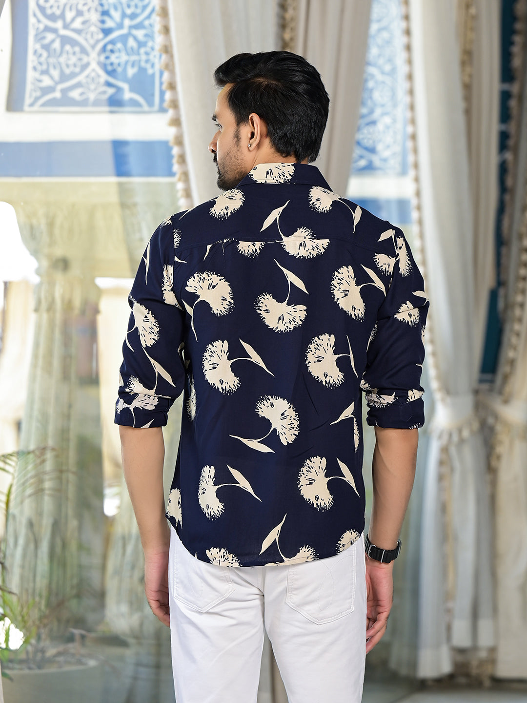 Indigo Floral Printed Shirt