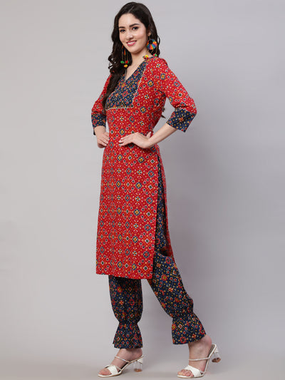 Red Patola Print Kurta Pant With Dupatta