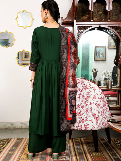 Green Printed Nyra-Cut Kurta Palazzo With Dupatta