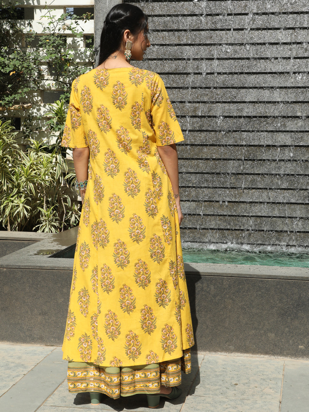 Yellow Floral Print Maxi Dress