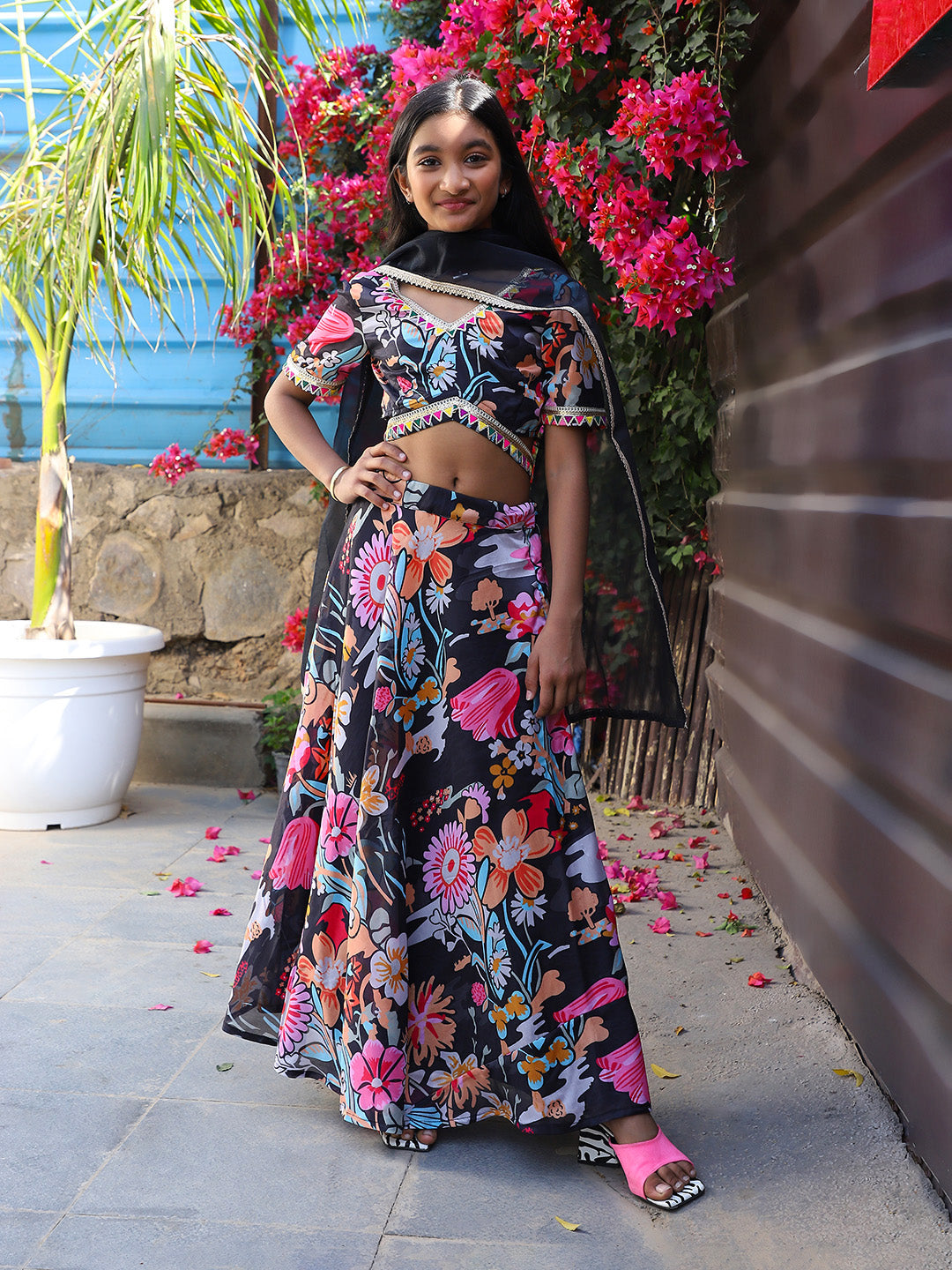 Black Multi Color Digital print Lehenga Choli