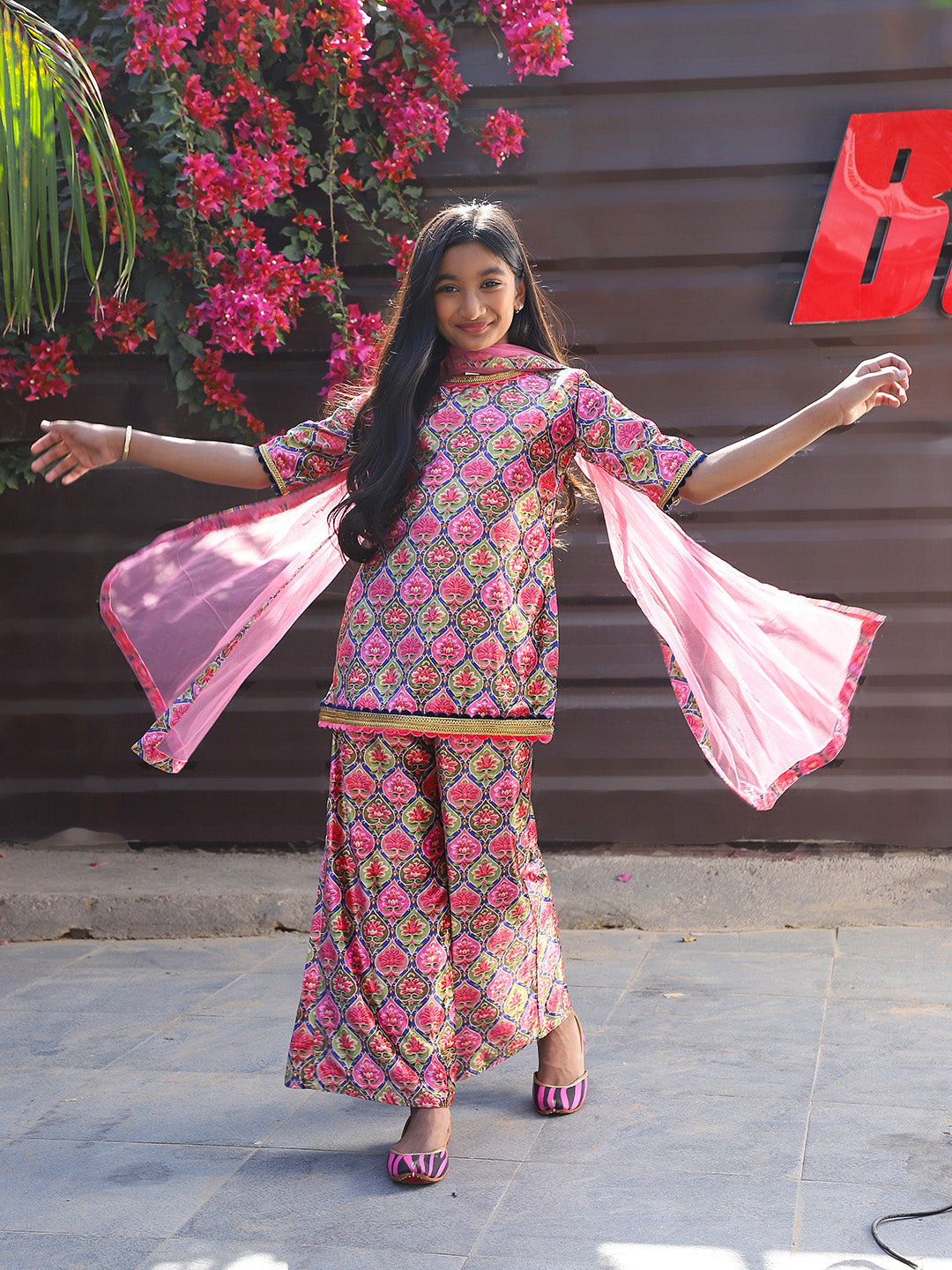 Pink Color velvet Kurta Set with Dupatta