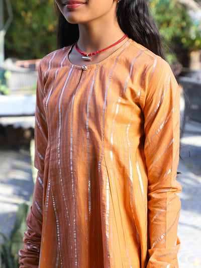 Orange Lurex Pakistani Kurta Patiala