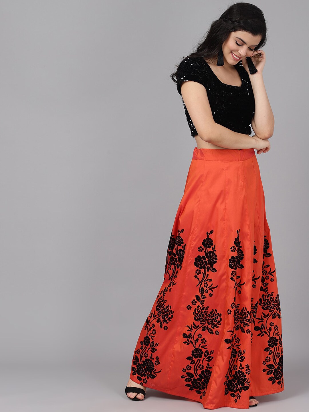 Orange Lehenga Choli With Dupatta