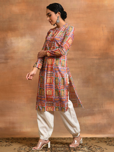 Red & Green Printed Kurta