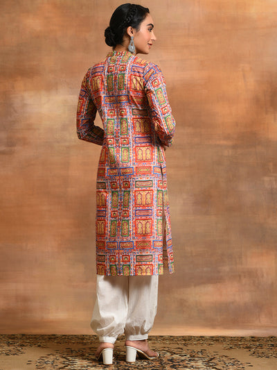 Red & Green Printed Kurta