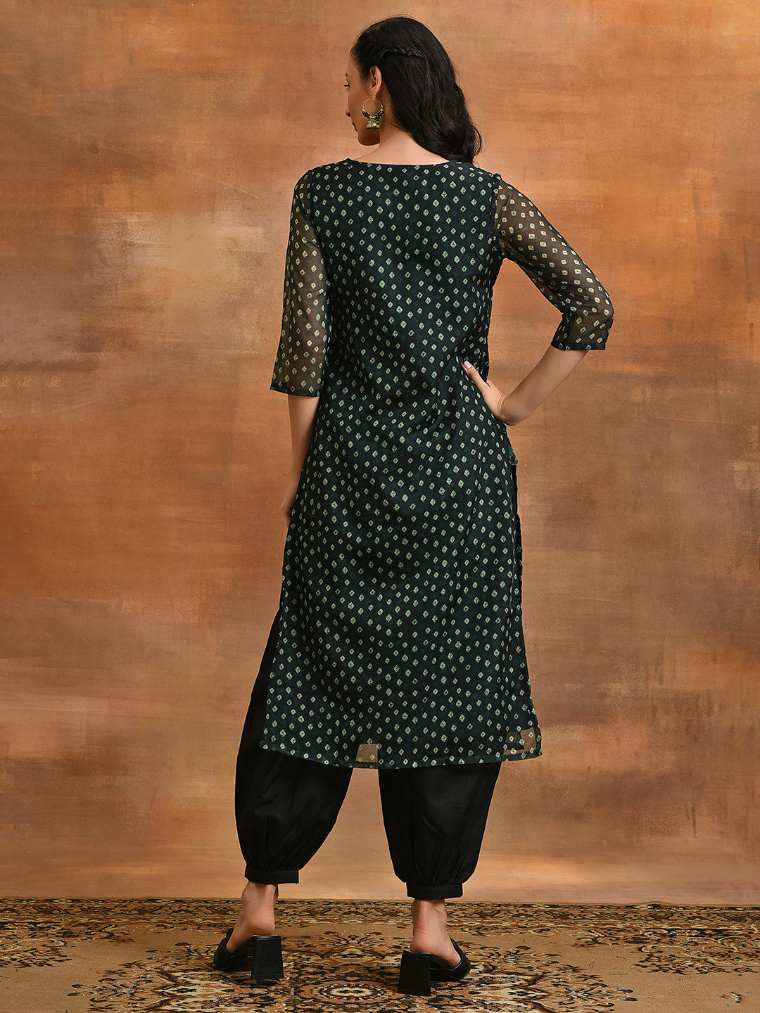 Dark Green Digital Print Kurta