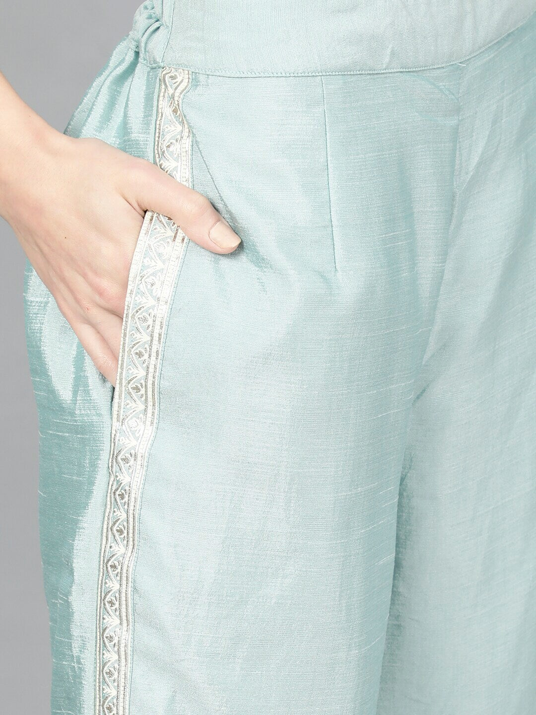 Blue Foil Printed Kurta With Palazzo
