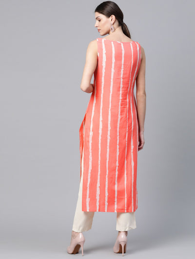 Coral Leheriya Print Kurta