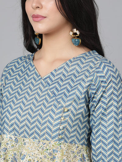 Grey Printed Kurta Palazzo With Dupatta