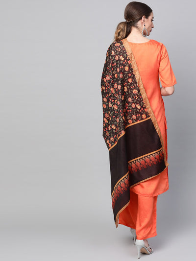 Orange Kurta Palazzo With Dupatta