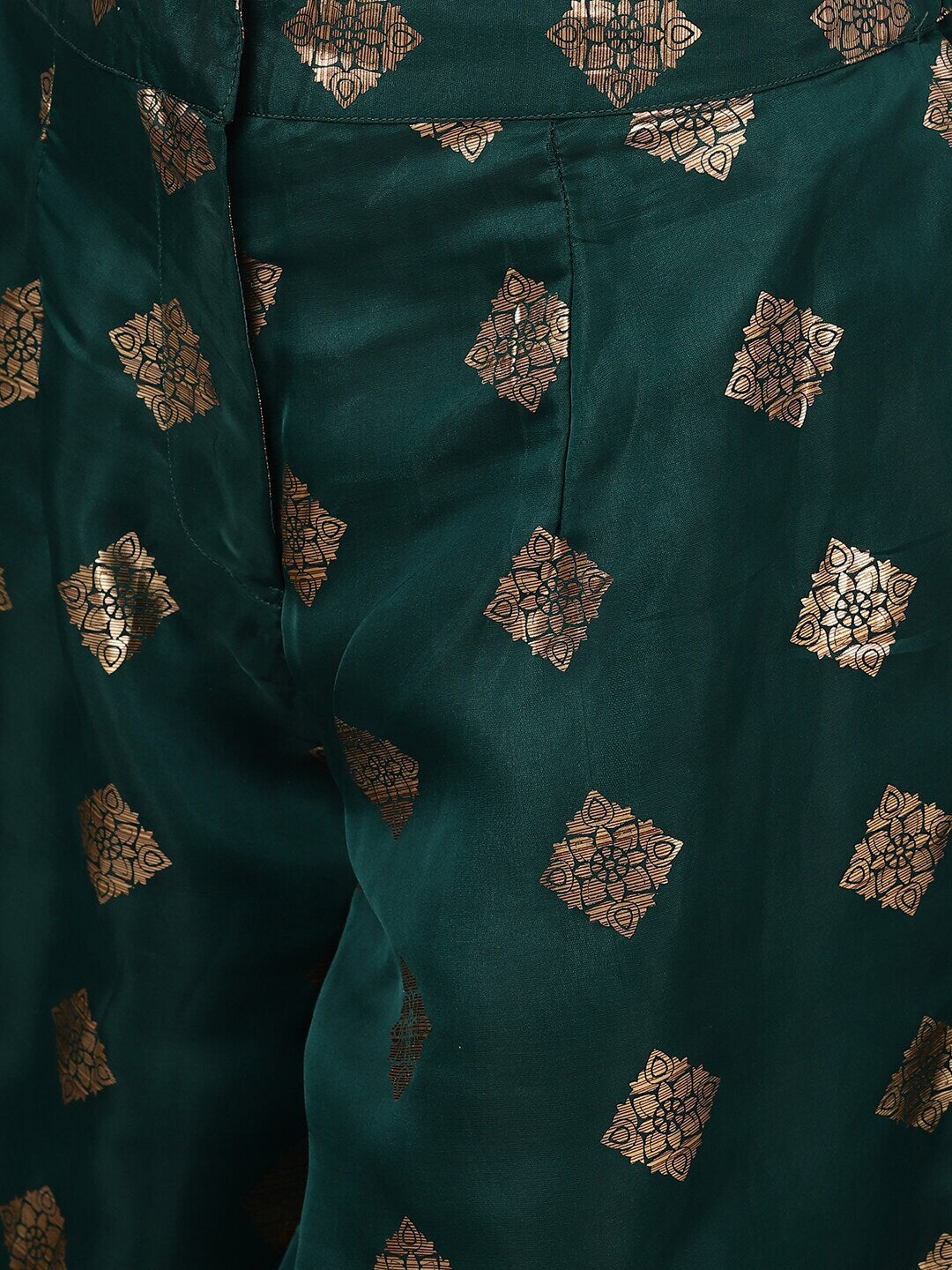 Dark Green Foil Print Lehenga Choli