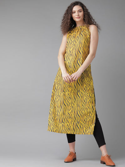 Yellow Zebra Print Kurta